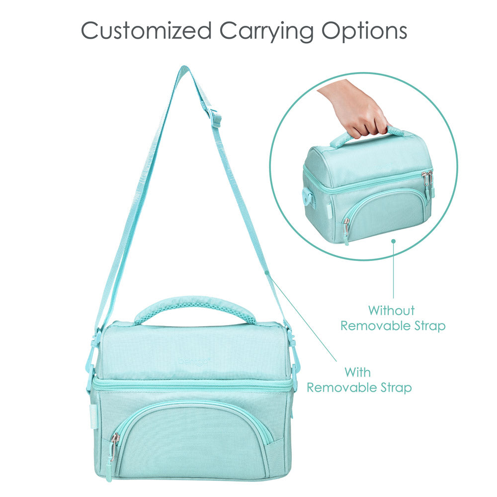 Bentgo Deluxe Lunch Bag in Coastal Aqua. Comes with customized carrying options.