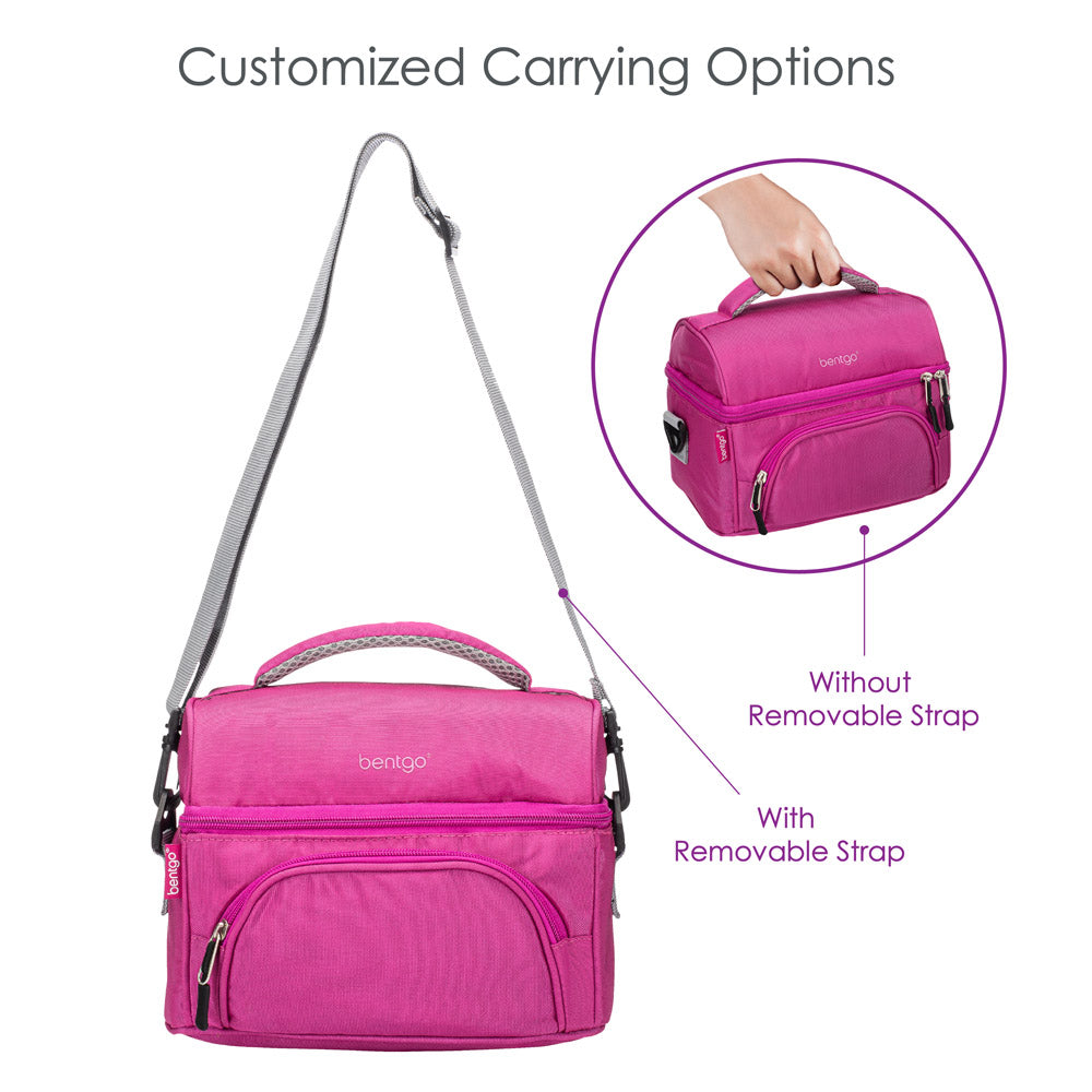 Bentgo Deluxe Lunch Bag in Purple. Comes with customized carrying options.