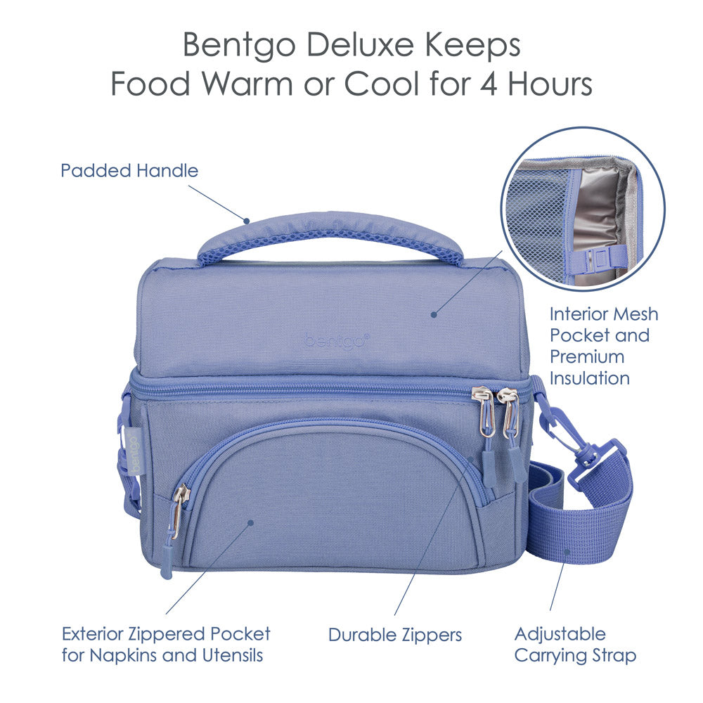 Bentgo Deluxe Lunch Bag in Slate. Bentgo Deluxe keeps food warm or cool for 4 hours.