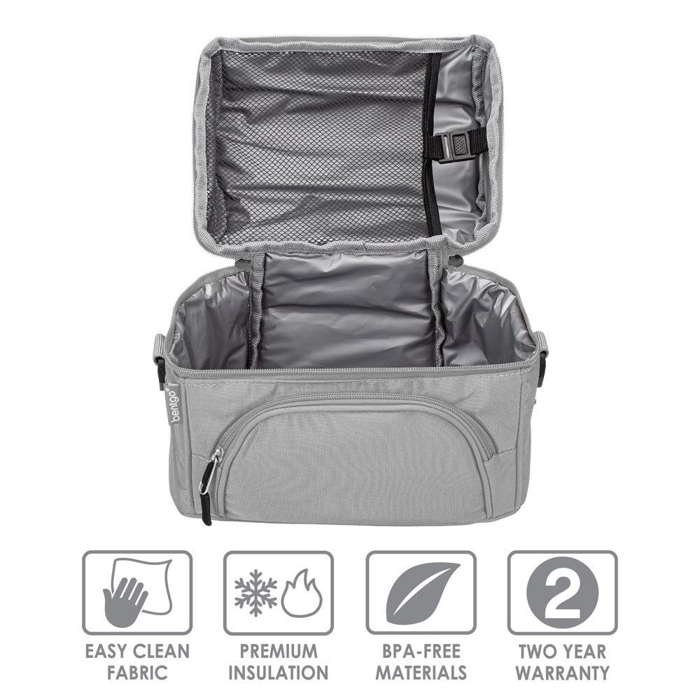 Bentgo Deluxe Lunch Bag in Gray. Easy Clean Fabric. Premium Insulation. BPA-Free Materials. 2 Year Warranty.