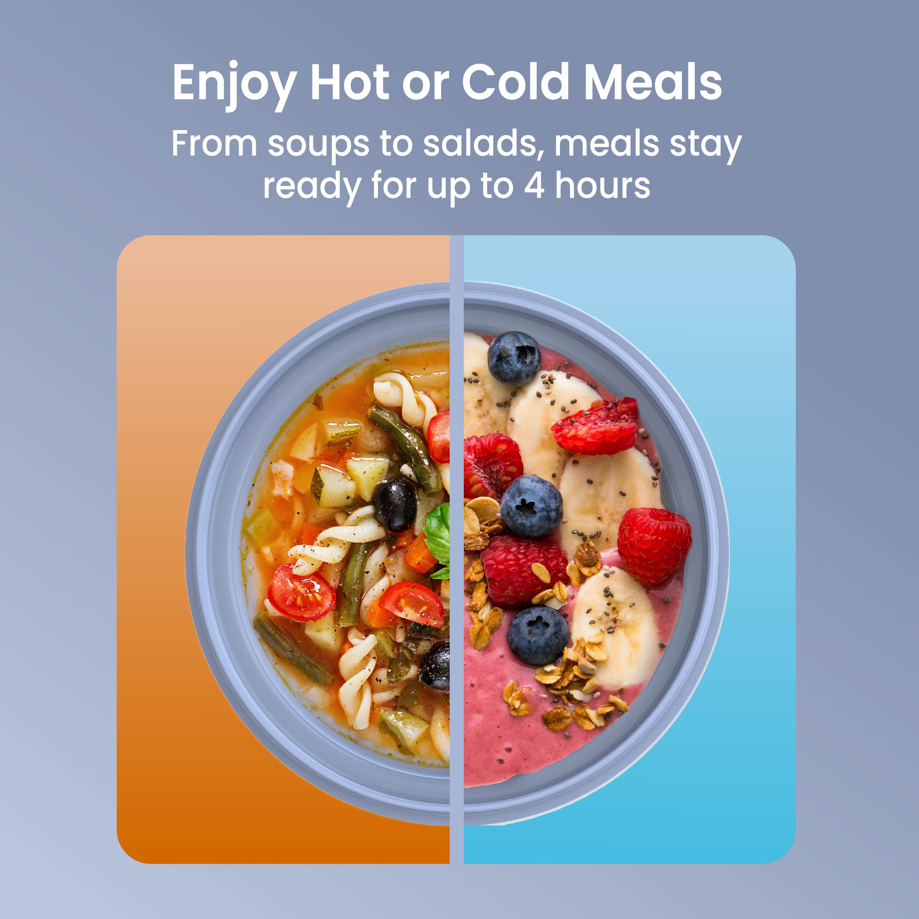 Bentgo® Bowl (2-Pack) - Slate | Enjoy Hot or Cold Meals - From Soups To Salads, Meals They Ready For Up To 4 Hours 