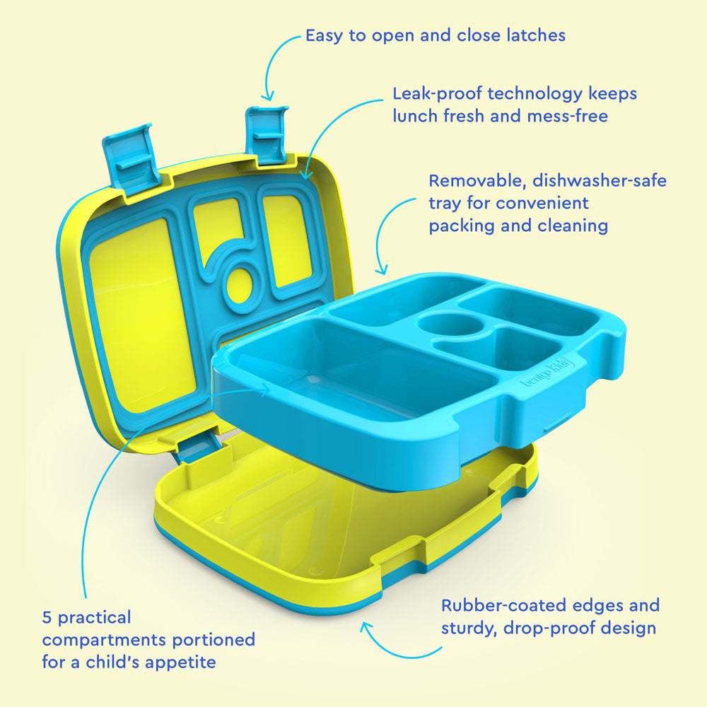 Bentgo® Kids Lunch Box - Citrus Yellow | Kids Lunch Box Features Include Easy To Open And Close Latches, Leak-Proof Technology Keeps Lunch Fresh And Mess-Free, And Rubber-Coated Edges And Sturdy, Drop-Proof Design