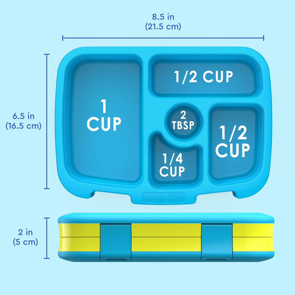 Bentgo® Kids Lunch Box - Citrus Yellow | Dimensions