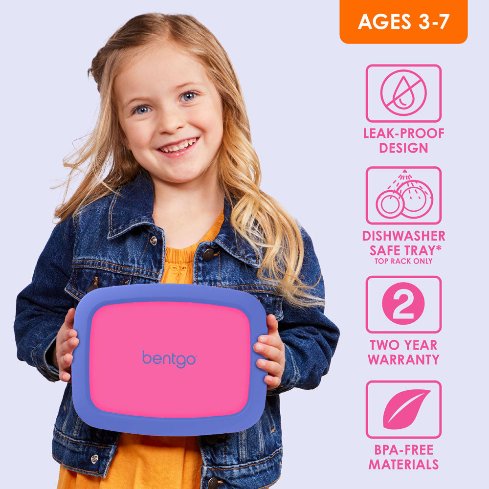 Bentgo® Kids Lunch Box - Fuchsia | Leak-Proof Lunch Box Design Made With BPA-Free Materials