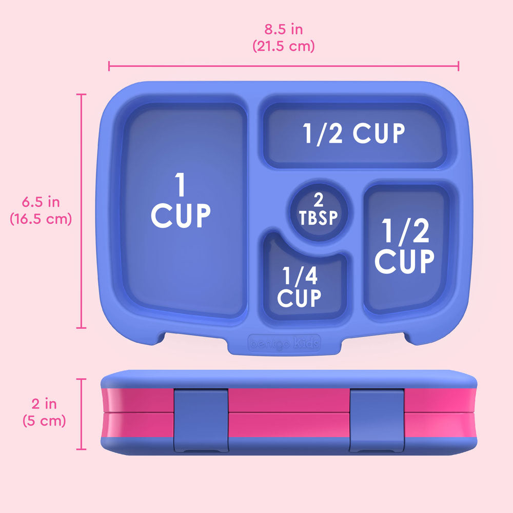 Bentgo® Kids Lunch Box - Fuchsia | Dimensions