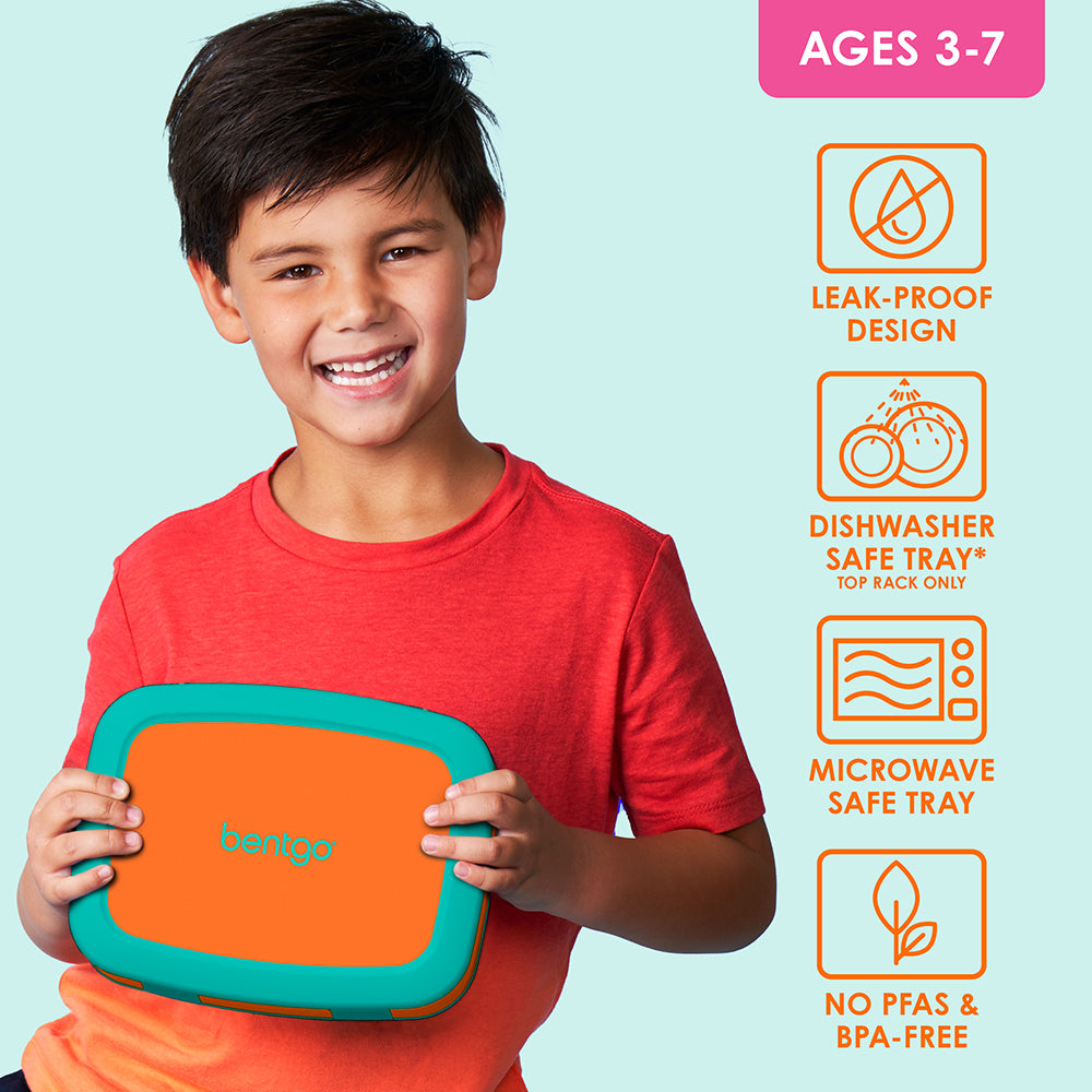 Bentgo® Kids Lunch Box - Orange | Leak-Proof Design, Dishwasher Safe Tray - Top Rack Only, Microwave Safe Tray, And No PFAs & BPA-Free