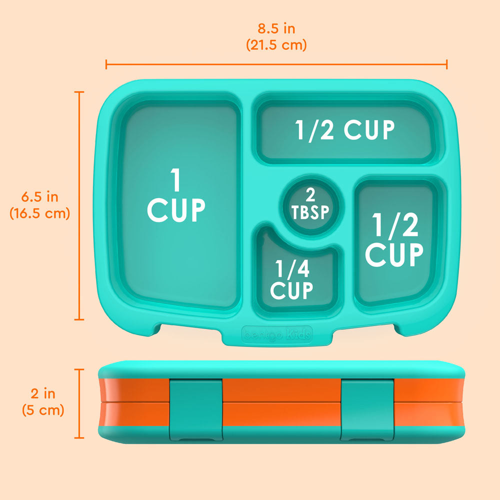 Bentgo® Kids Lunch Box - Orange | Dimensions