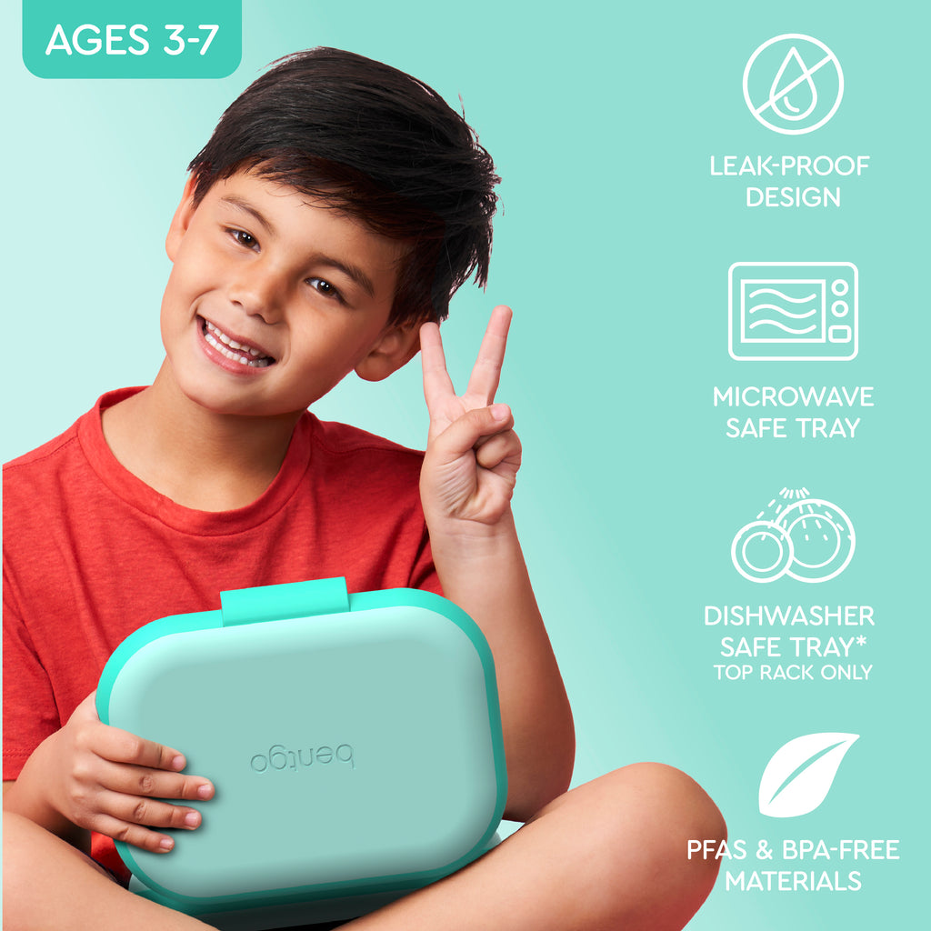 Bentgo® Kids Chill Lunch Box  - Aqua | Leak-Proof Design, Microwave Safe Tray, Dishwasher Safe Tray (Top Rack Only), And Made With PFAS & BPA-Free Materials
