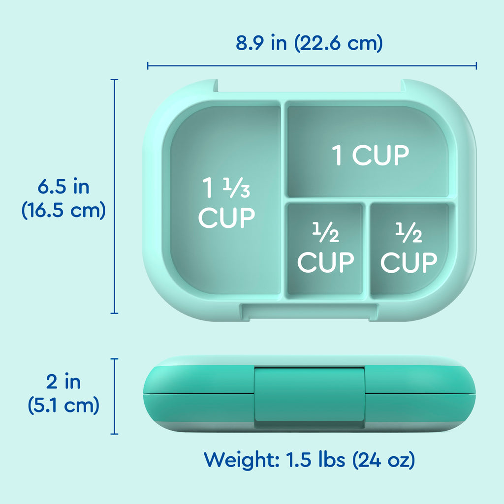 Bentgo® Kids Chill Lunch Box - Aqua | Dimensions
