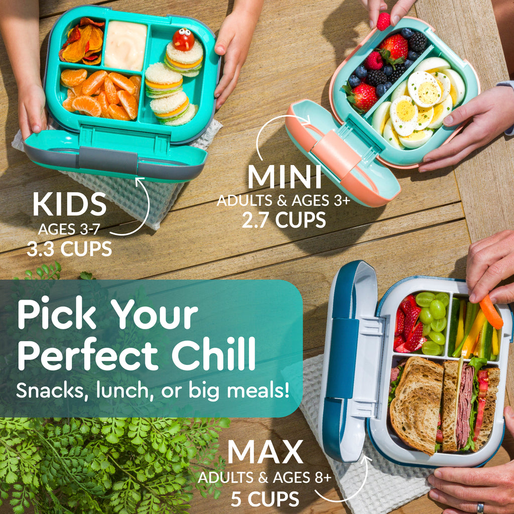 Bentgo® Kids Chill Lunch Box  - Electric Aqua | Pick Your Perfect Chill - Snacks, Lunch, Or Big Meals