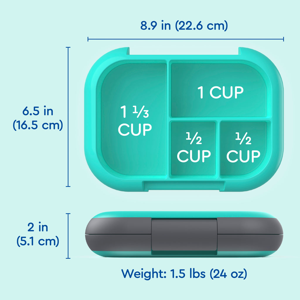 Bentgo® Kids Chill Lunch Box - Electric Aqua | Dimensions