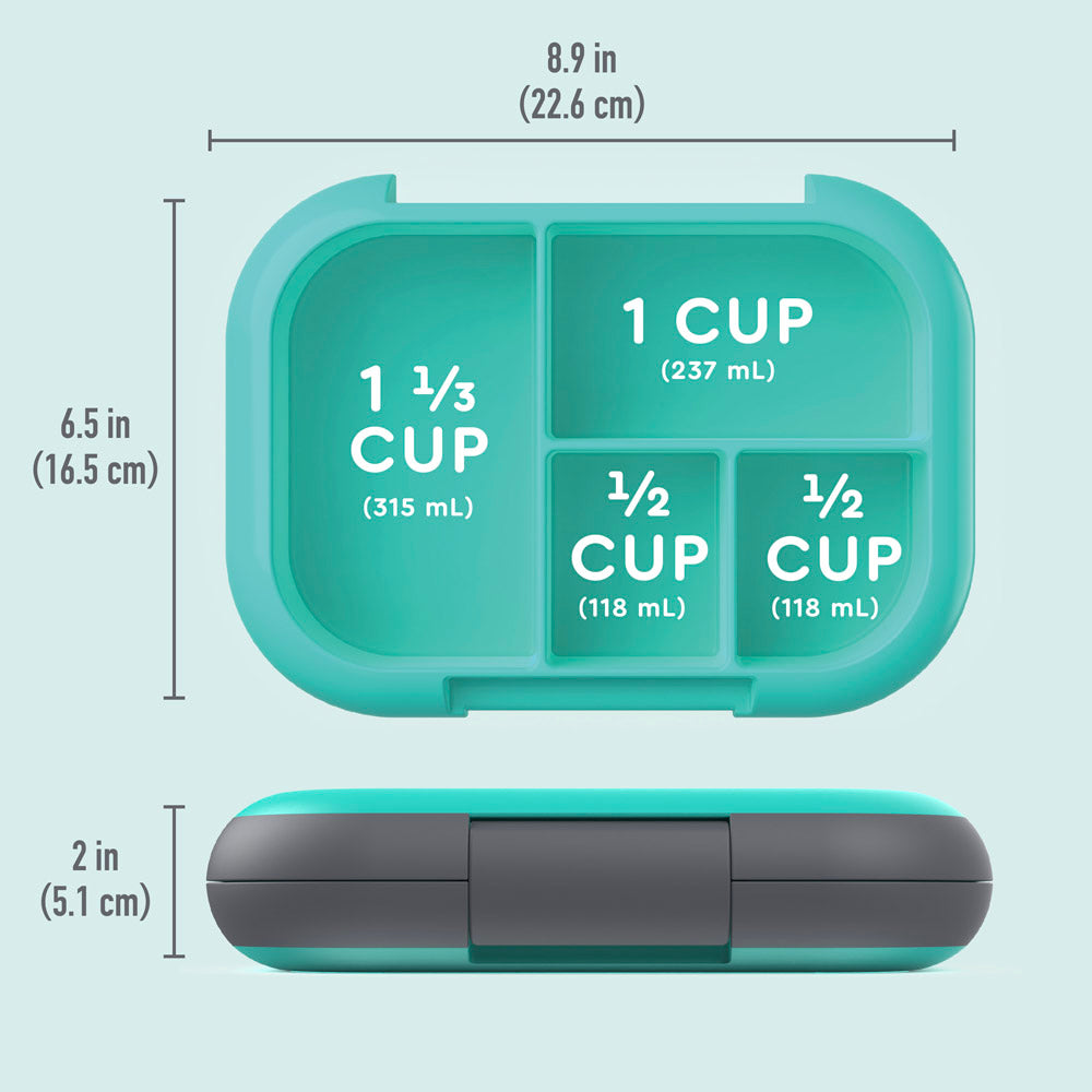Bentgo® Kids Chill Lunch Box - Electric Aqua | Dimensions