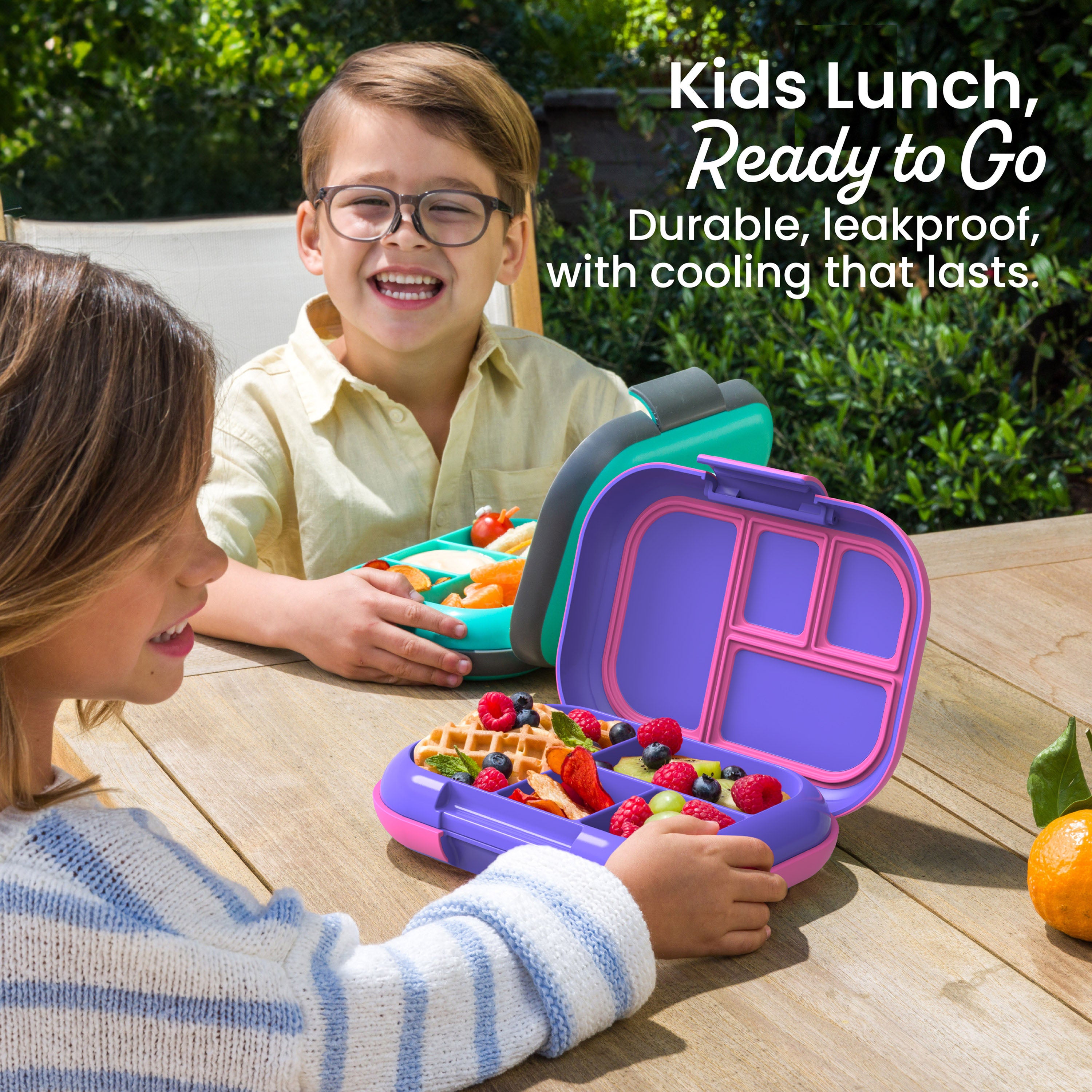 Bentgo® Chill Kids Lunch Box - Electric Violet | Kids Lunch, Ready To Go - Durable, Leakproof, with Cooling That Lasts