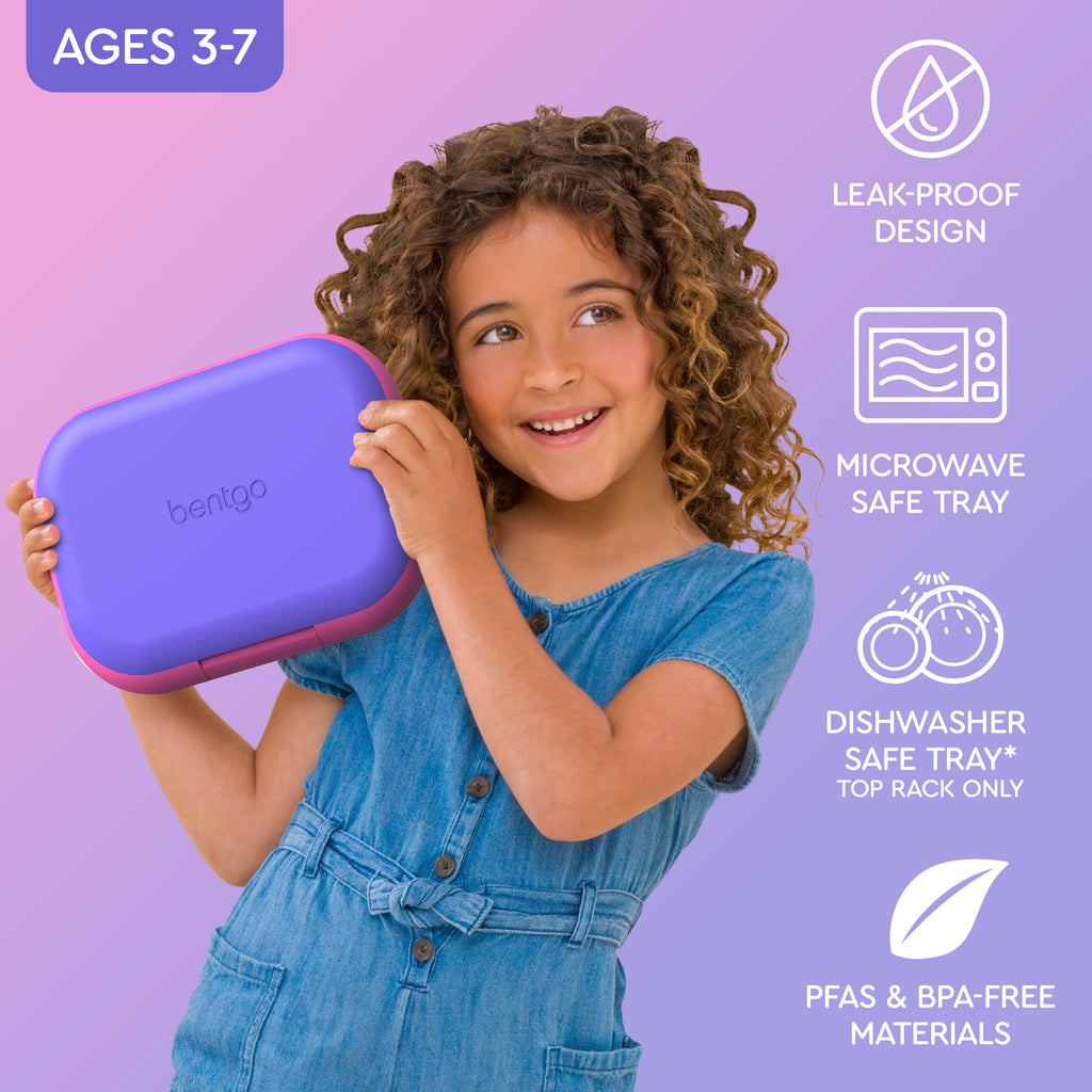 Bentgo® Kids Chill Lunch Box  - Electric Violet | Leak-Proof Design, Microwave Safe Tray, Dishwasher Safe Tray (Top Rack Only), And Made With PFAS & BPA-Free Materials