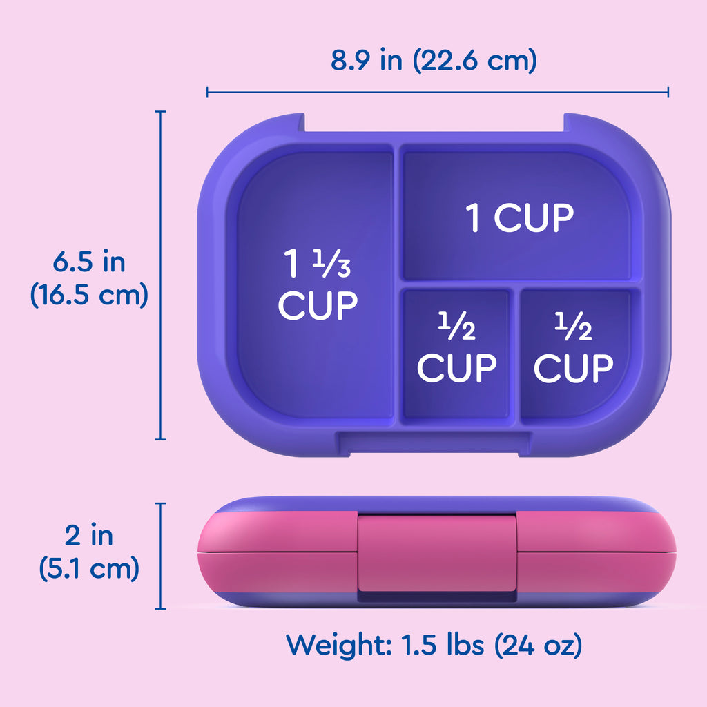 Bentgo® Kids Chill Lunch Box - Electric Violet | Dimensions