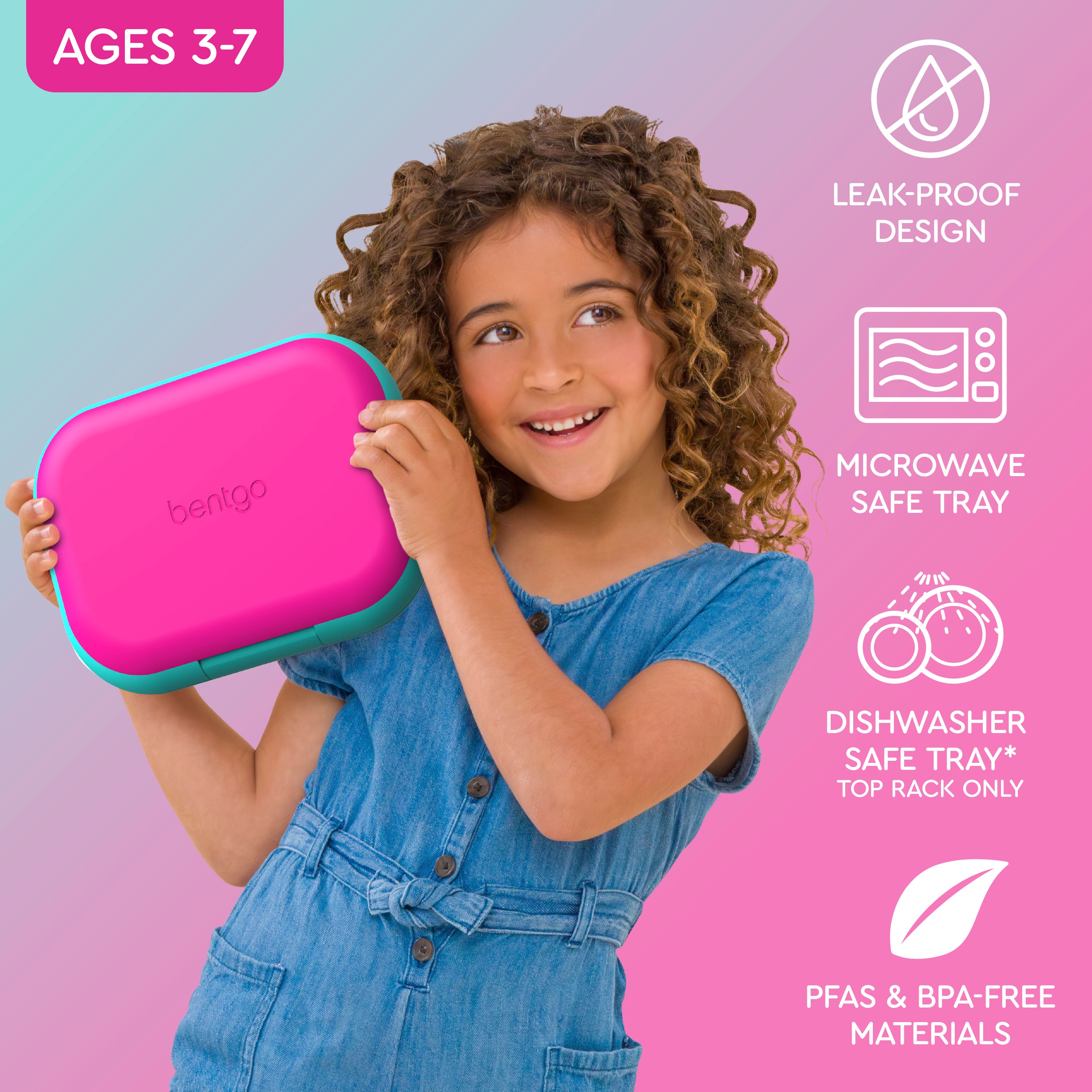 Bentgo® Chill Kids Lunch Box  - Fuchsia/Teal | Leak-Proof Design, Microwave Safe Tray, Dishwasher Safe Tray (Top Rack Only), And Made With PFAS & BPA-Free Materials
