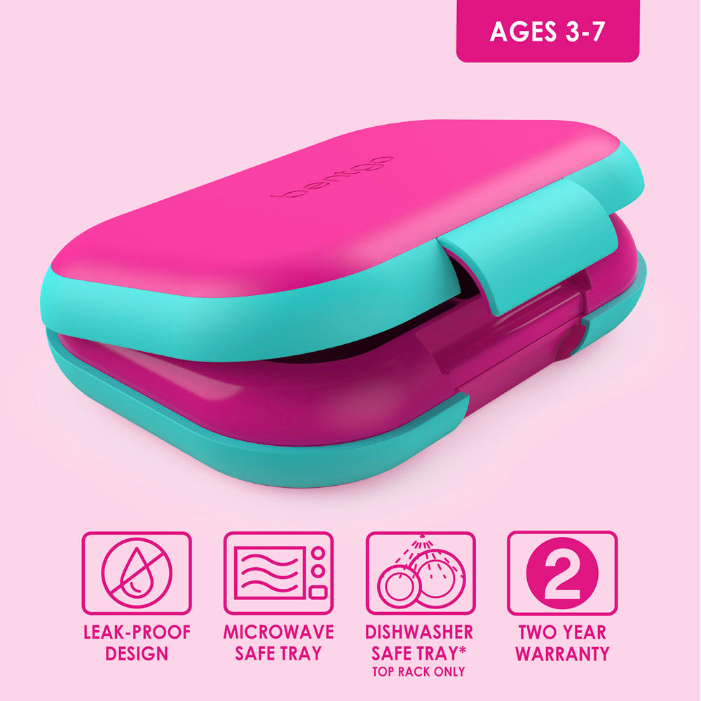 Bentgo® Kids Chill Lunch Box - Fuchsia/Teal | Leak-Proof Lunch Box Design Made With BPA-Free Materials