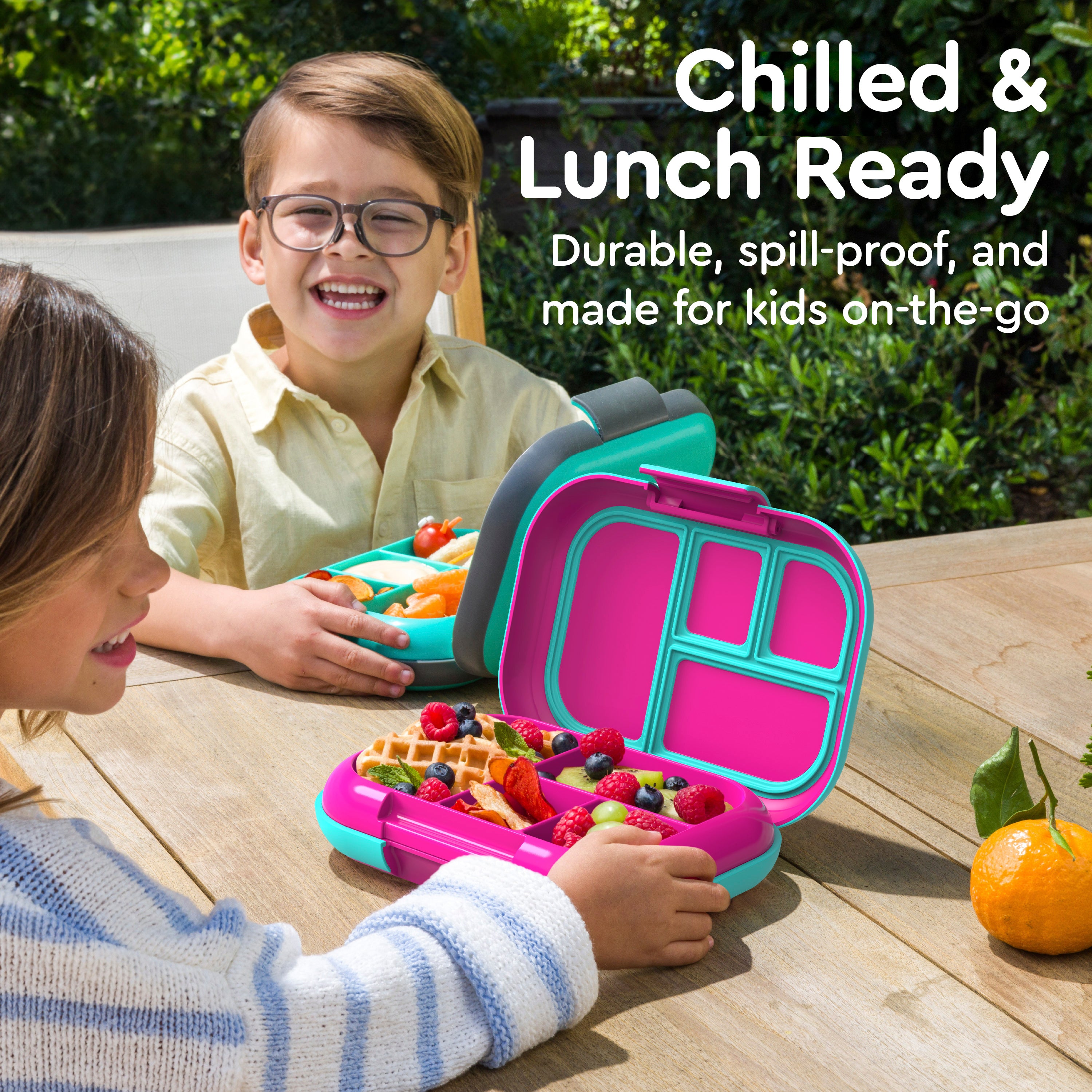 Bentgo® Chill Kids Lunch Box  - Fuchsia/Teal | Chilled & Lunch Ready - Durable, Spill-Proof, And Made For Kids On-The-Go