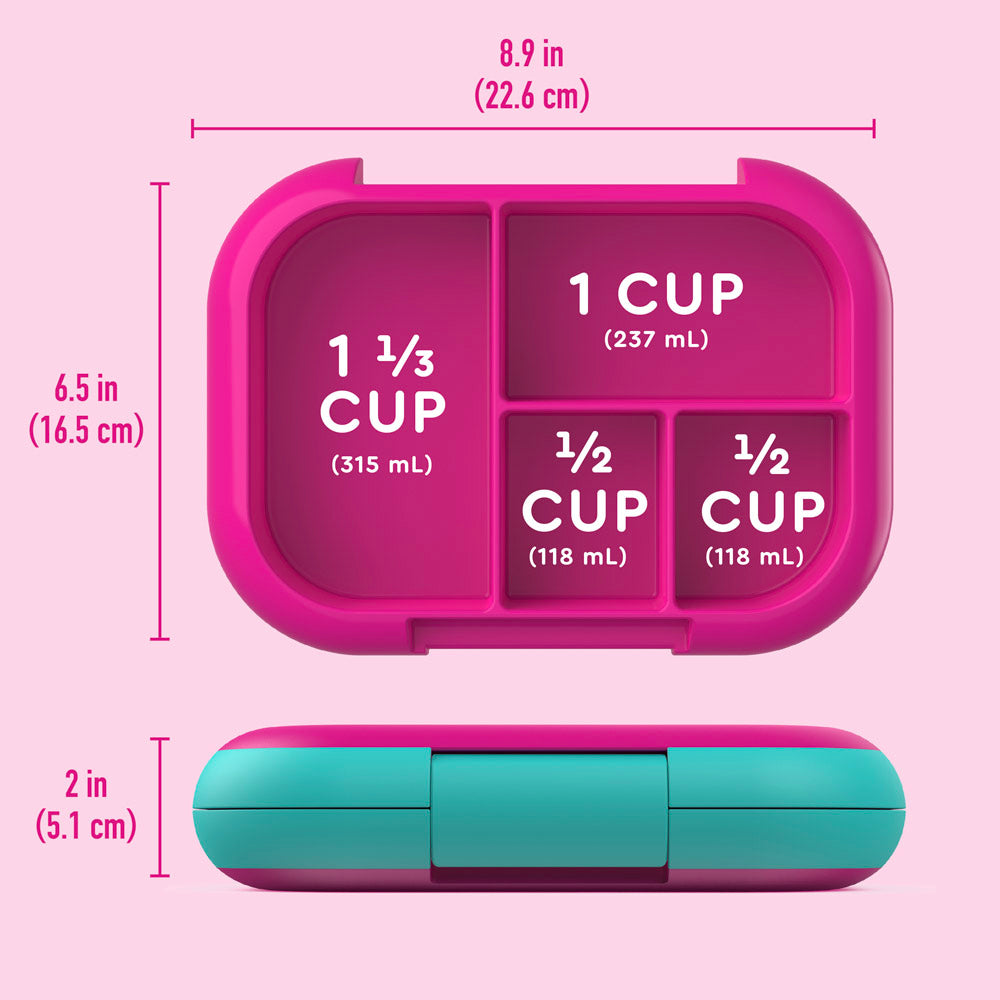 Bentgo® Kids Chill Lunch Box - Fuchsia/Teal | Dimensions