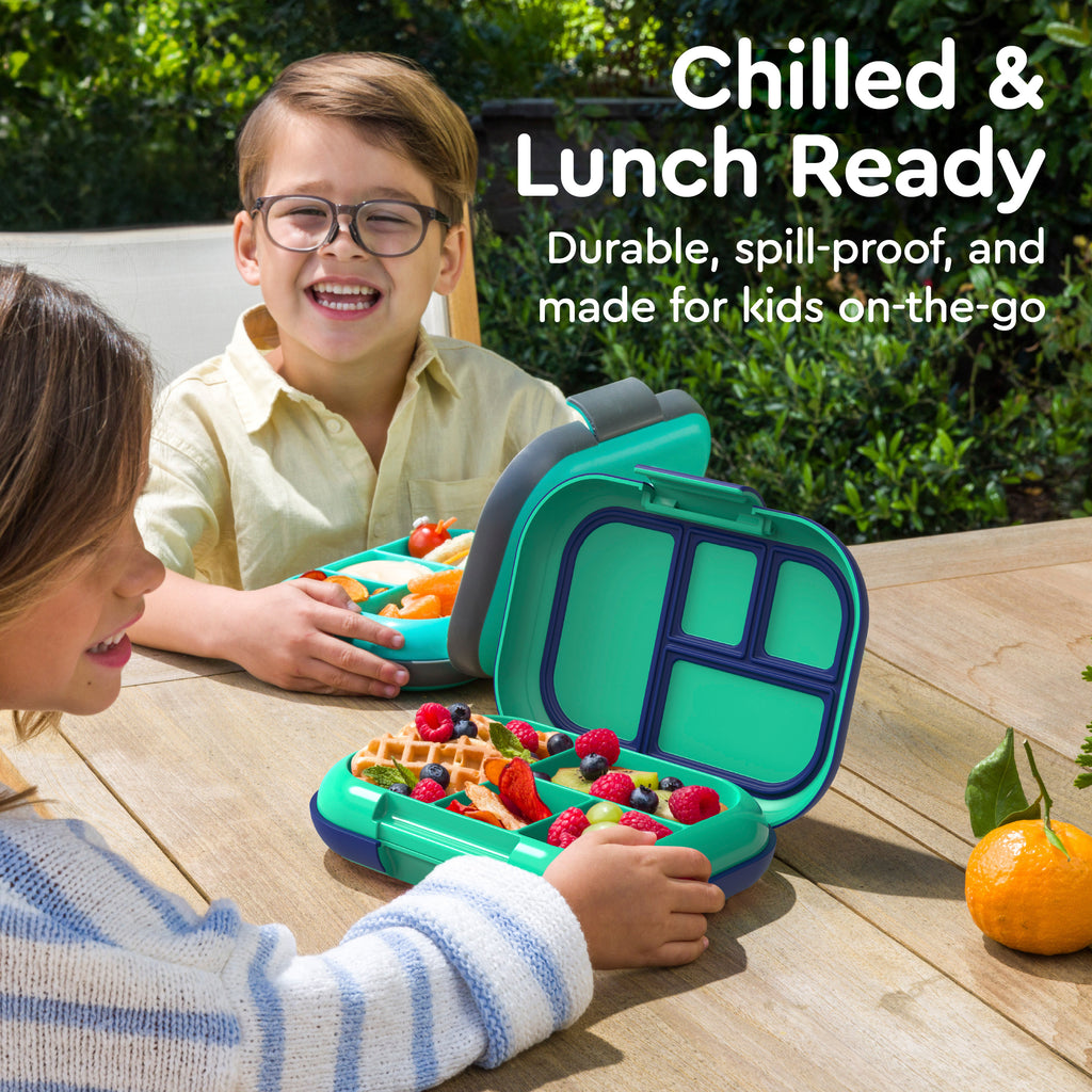 Bentgo® Kids Chill Lunch Box  - Green/Navy | Chilled & Lunch Ready - Durable, Spill-Proof, And Made For Kids On-The-Go
