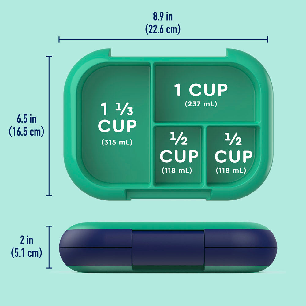 Bentgo® Kids Chill Lunch Box - Green/Navy | Dimensions