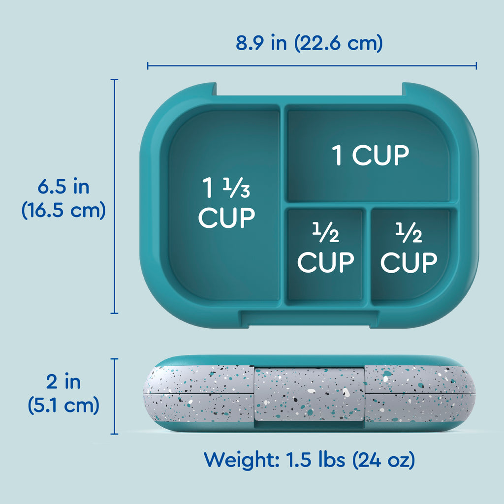 Bentgo® Kids Chill Lunch Box - Truly Teal Speckle | Dimensions