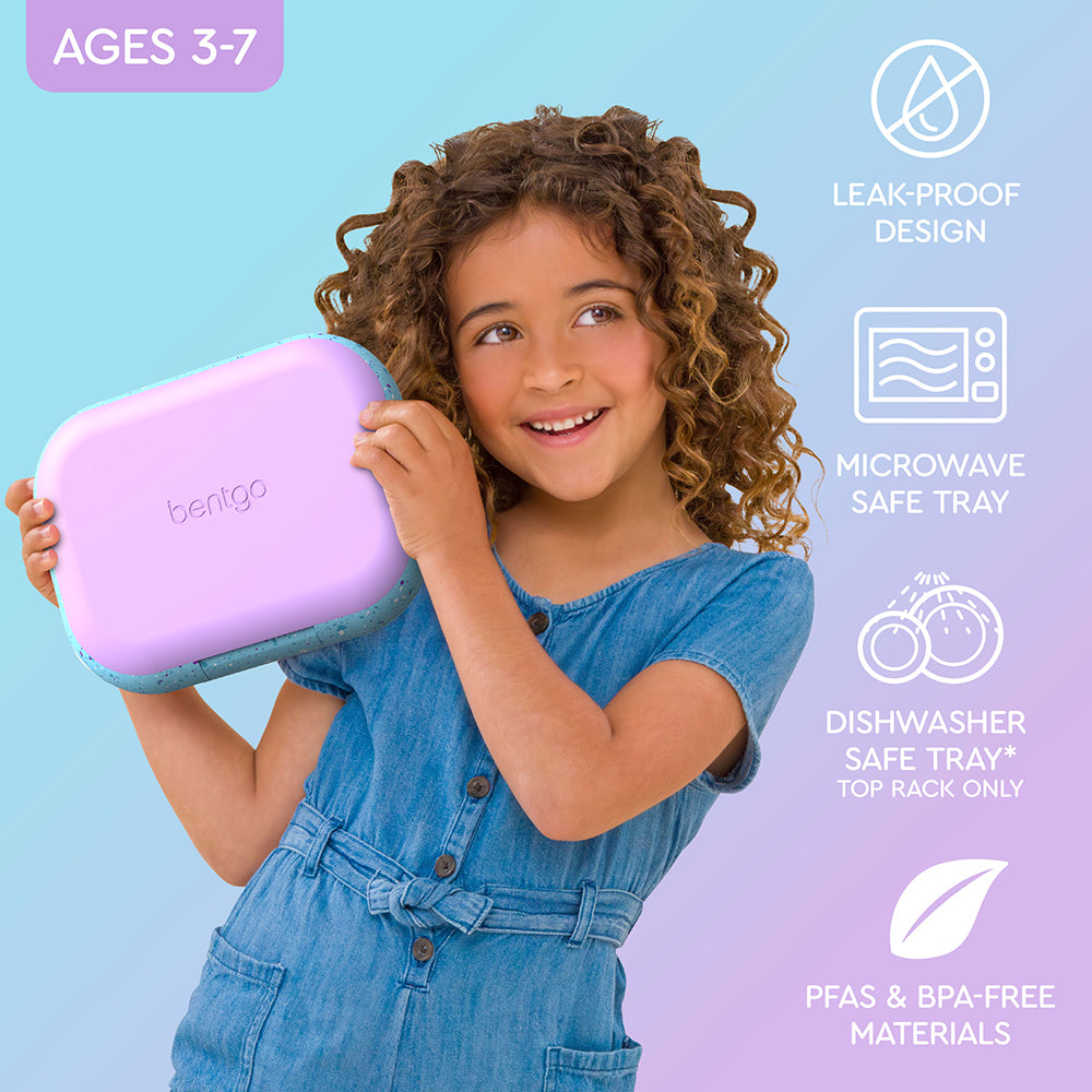 Bentgo® Kids Chill Lunch Box  - Vivid Orchid Speckle | Leak-Proof Design, Microwave Safe Tray, Dishwasher Safe Tray (Top Rack Only), And Made With PFAS & BPA-Free Materials