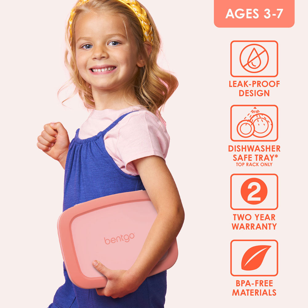 Bentgo® Kids Lunch Box - Coral | Leak-Proof Lunch Box Design Made With BPA-Free Materials