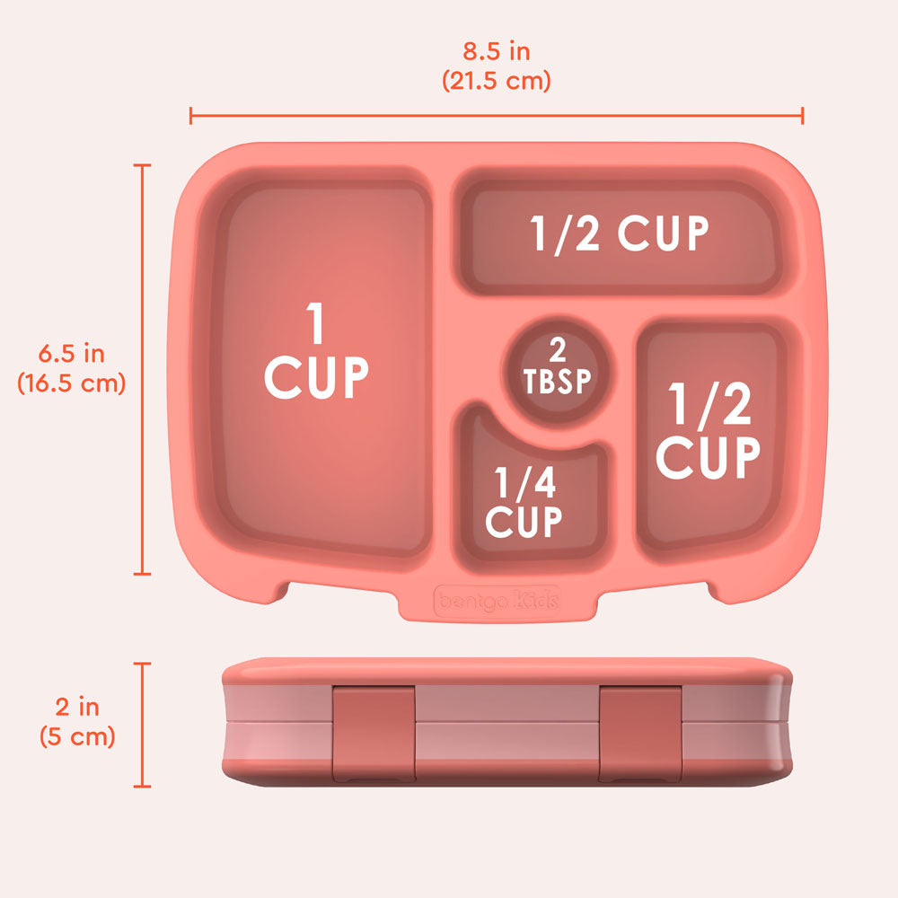 Bentgo® Kids Lunch Box - Coral | Dimensions
