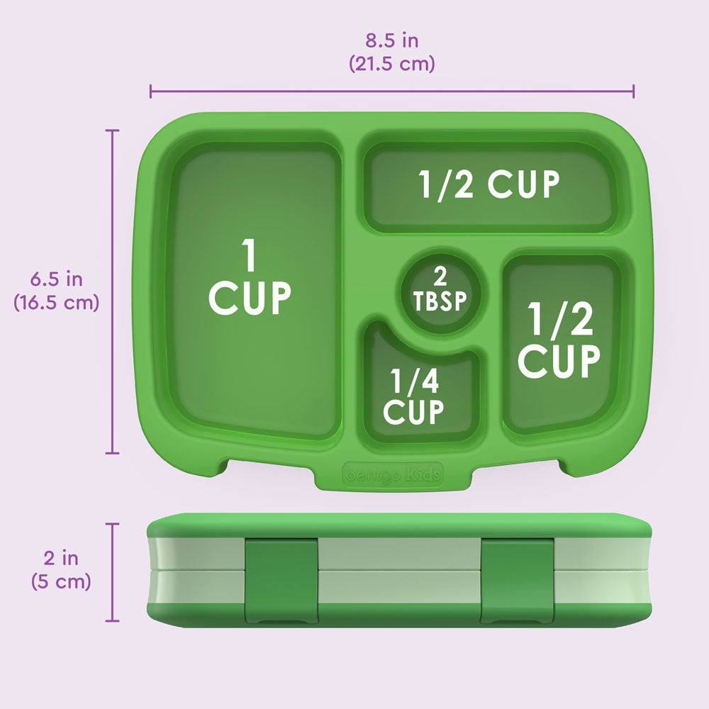 Bentgo® Kids Lunch Box - Green | Dimensions