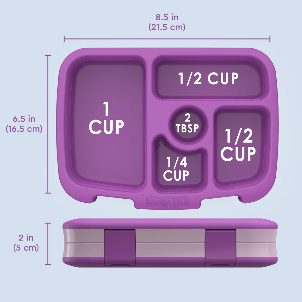 Bentgo® Kids Lunch Box - Purple | Dimensions