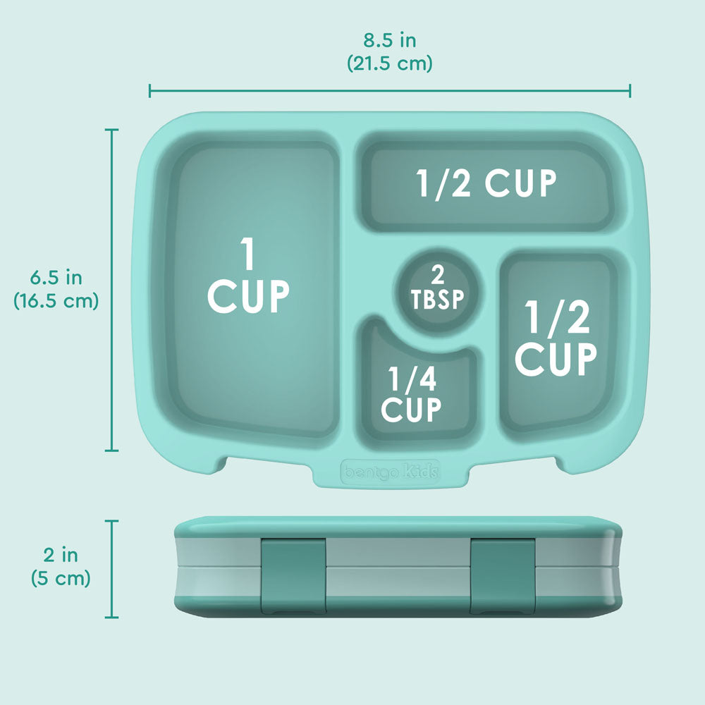 Bentgo® Kids Lunch Box - Seafoam | Dimensions