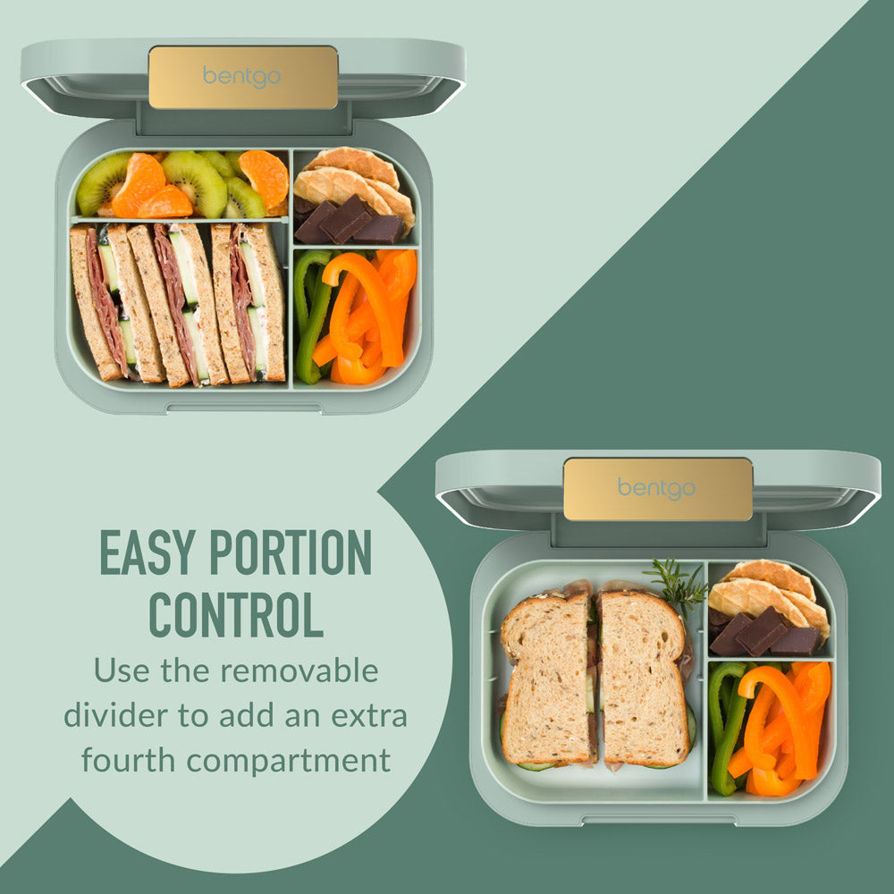 Bentgo® Modern Lunch Box (2 Pack) | Mint Green - Easy Portion Control with an removable divider to add an extra fourth compartment