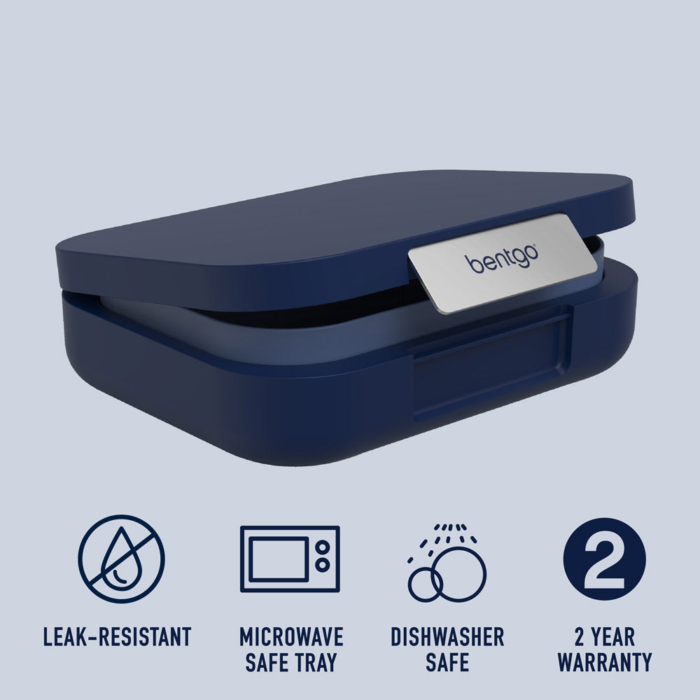Bentgo® Modern Lunch Box - Navy. Leak-Resistant, Microwafe-Safe Tray, Dishwasher Safe, 2 Year Warranty