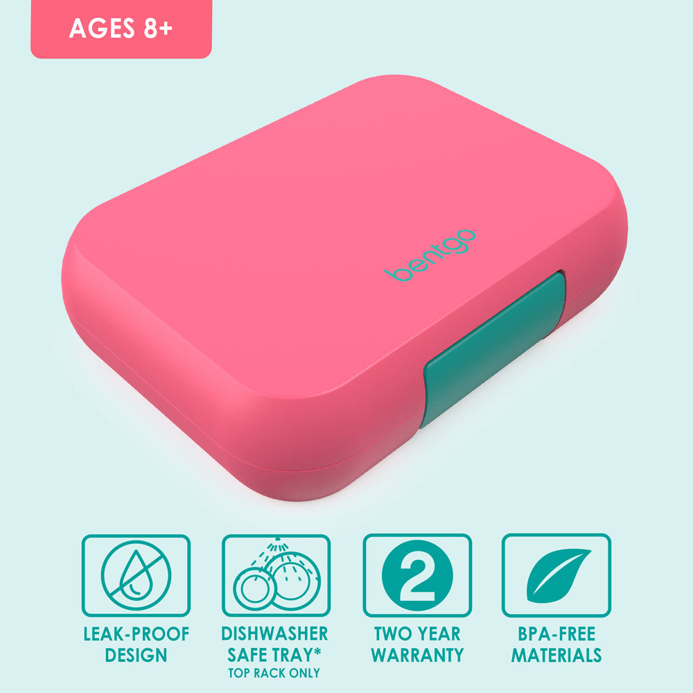 Bentgo® Pop Lunch Box - Bright Coral/Teal | Leak-Proof Lunch Box Design Made With BPA-Free Materials