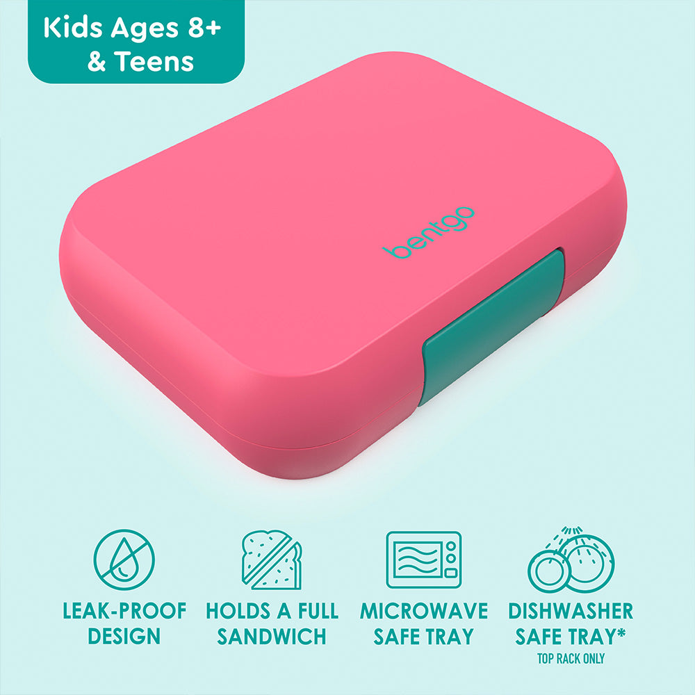 Bentgo Kids' Brights Leakproof, 5 Compartment Bento-Style Kids' Lunch Box -  Coral