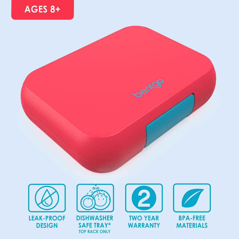 Bentgo® Pop Lunch Box - Flame Red/Turquoise | Leak-Proof Lunch Box Design Made With BPA-Free Materials
