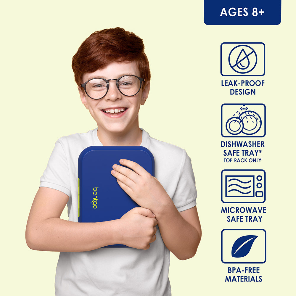 Bentgo® Pop Lunch Box- Navy Blue/Chartreuse | Leak-Proof Design, Dishwasher Safe Tray - Top Rack Only, Microwave Safe Tray, And Made With BPA-Free Materials