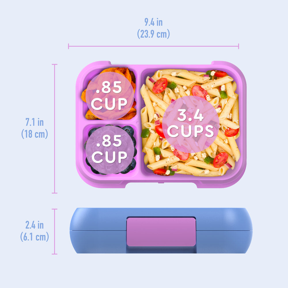 Bentgo® Pop Lunch Box - Periwinkle/Pink | Dimensions
