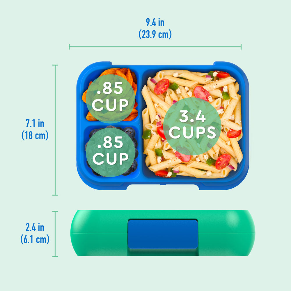 Bentgo® Pop Lunch Box - Spring Green/Blue | Dimensions