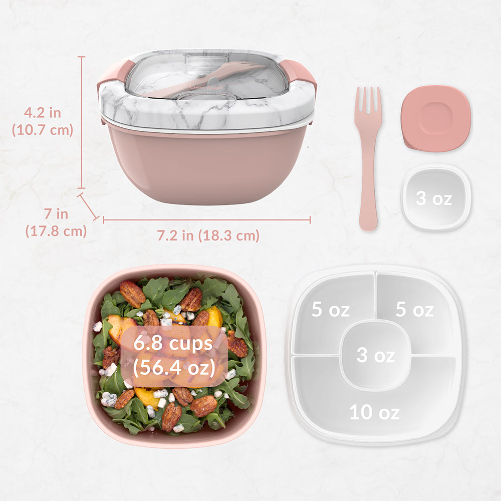 Bentgo® Salad Container (2-Pack)  - Blush Marble | Dimensions And What’s In The Box