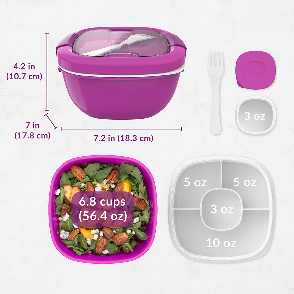 Bentgo® All-in-One Salad Container  - Purple | Dimensions And What’s In The Box