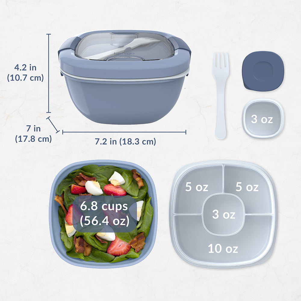 Bentgo® All-in-One Salad Container  - Slate | Dimensions And What’s In The Box