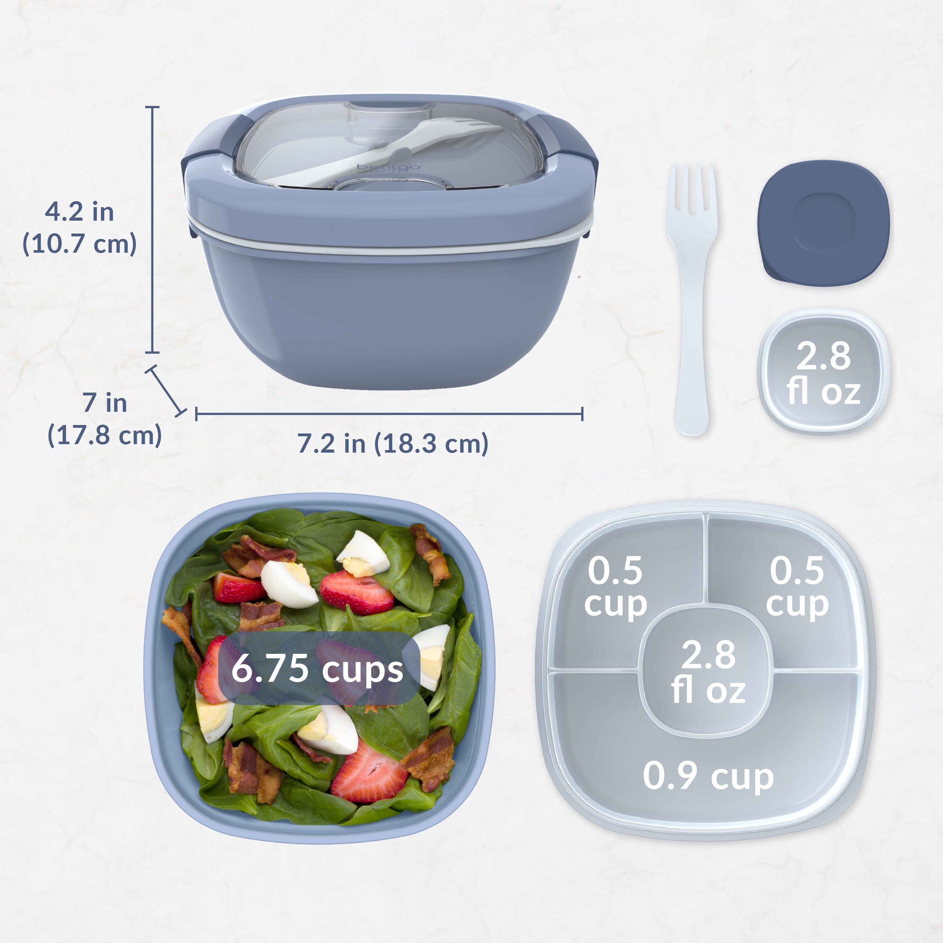 Bentgo® Salad Container (2-Pack)  - Slate | Dimensions And What’s In The Box