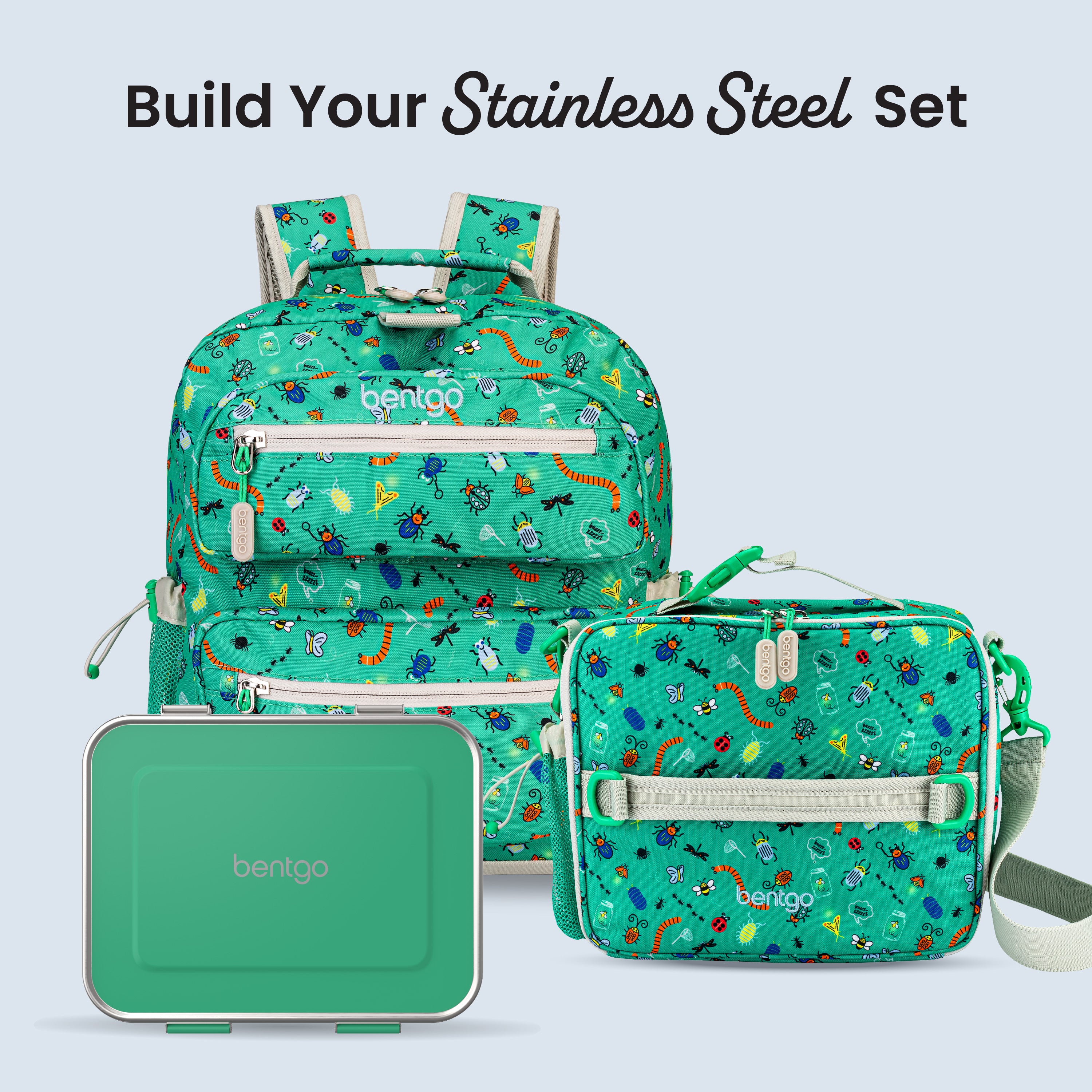 Bentgo Kids Stainless Steel Lunch Box (2-Pack) - Green | Build Your Stainless Steel Set