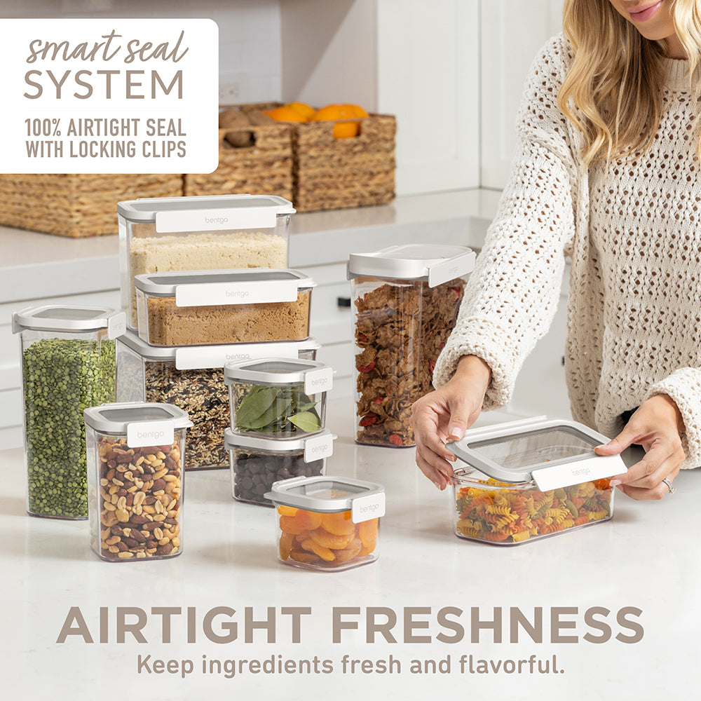 Bentgo® Pantry Airtight Food Storage Containers (22-pcs)  - Snow | Airtight Freshness - Keep Ingredients Fresh And Flavorful