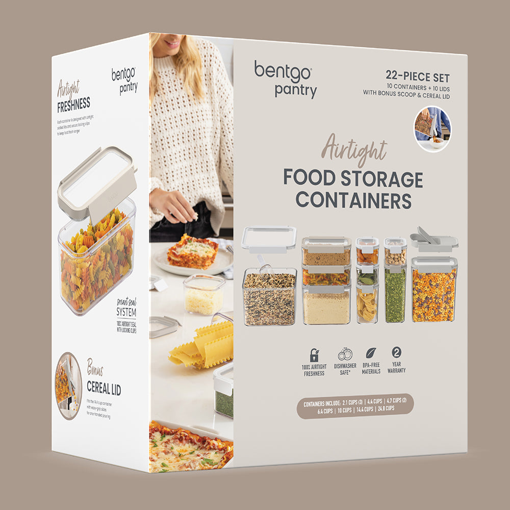 Bentgo® Pantry Airtight Food Storage Containers (22-pcs)  - White Stone | Packaging