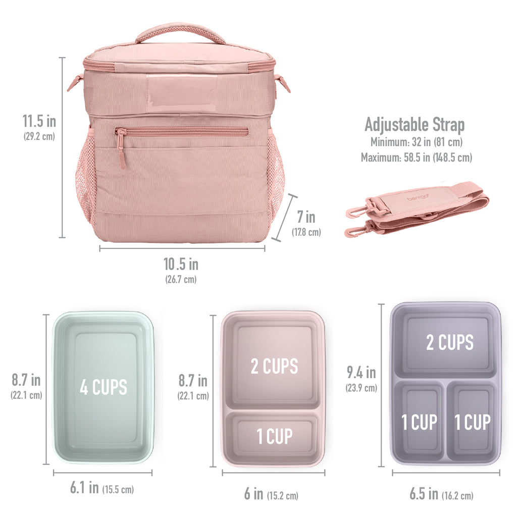 Bentgo Prep Deluxe Bag & 60-Piece Meal Prep Container Set - Blush and Floral Pastel