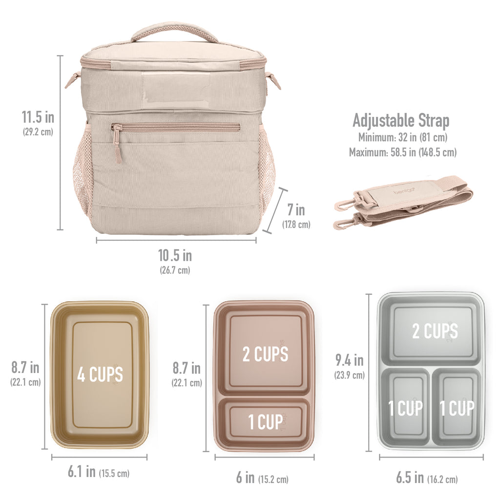 Bentgo Prep Deluxe Bag & 60-Piece Meal Prep Container Set - Sand and Gleam Metallics