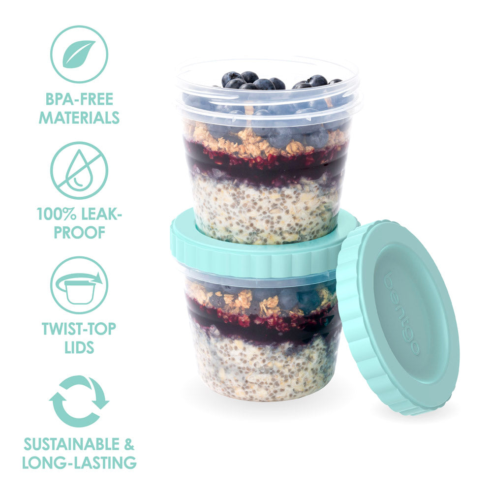 Bentgo® Prep Twist-Top Containers  - 16 Ounce - Sea Blue | BPA-Free Materials, 100% Leakproof, Twist-Top Lids, And Sustainable & Long-Lasting